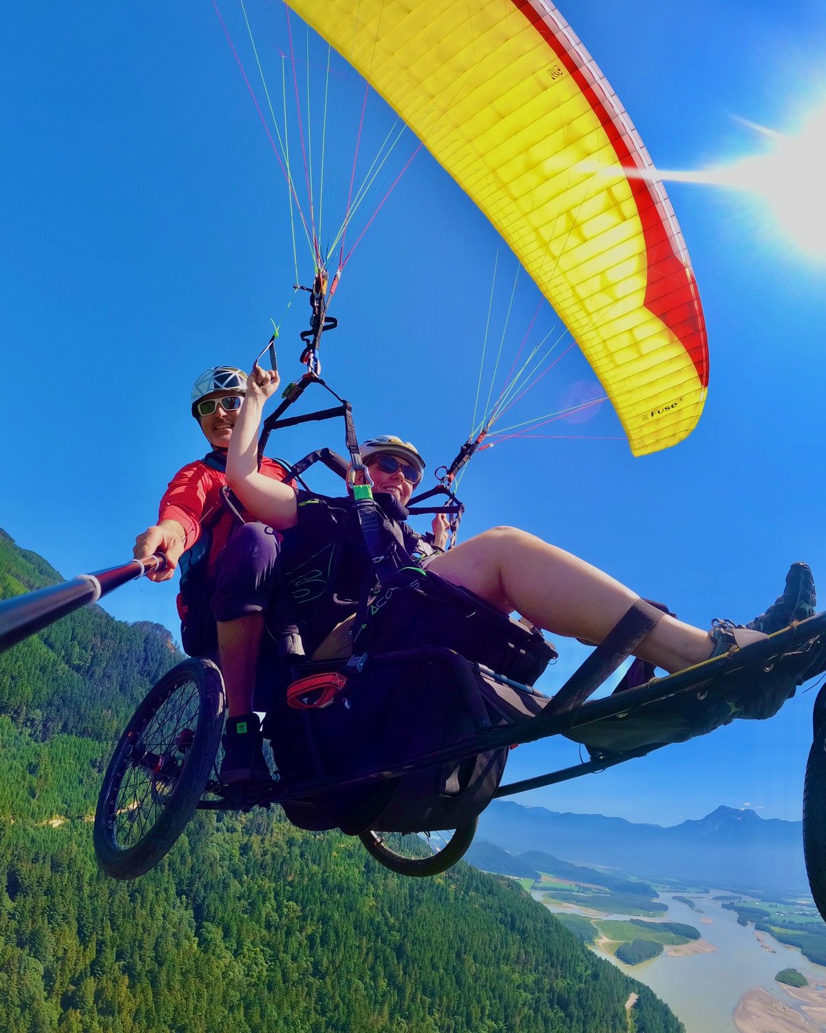 Adaptive tandem chair flight above the Fraser Valley